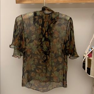 Silk Ralph Lauren floral transparent blouse